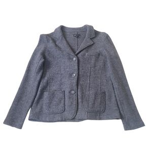 JNY Elegant Gray 100%Wool RN 75353 Pockets Outwear Jacket L. Run Small.